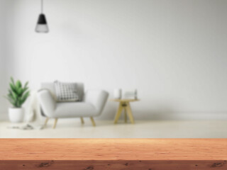 Tabla de madera con interior de un departamento de fondo. Muebles. Diseño de interiores. Sala de...