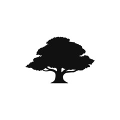 oak tree silhouette vector design for logo icon - obrazy, fototapety, plakaty