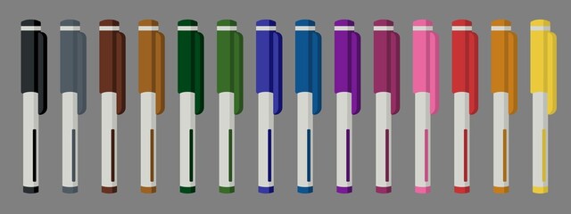 Colorful marker pens set vector - obrazy, fototapety, plakaty
