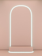 3d renderingconcret square shape podium on Pastel background and  light line.minimailst concept. 