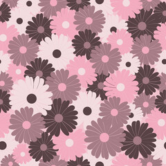 Flowers seamless pattern. Overlapping pink flowers.