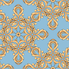 Abstract seamless decorative pattern, vintage gold background