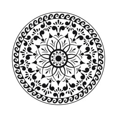 Black and white circle line art elements mandala design graphics vector