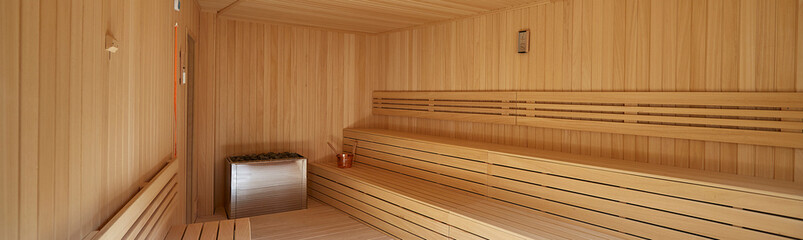 empty interior design wooden floor sauna