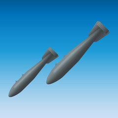 Missiles falling concept vector illustration isolated on sky background.