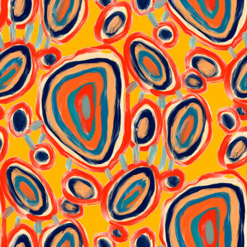 Creative seamless pattern with beautiful bright abstract elements. Colorful texture for any kind of a design. Graphic abstract background. Contemporary art. Trendy modern style.	