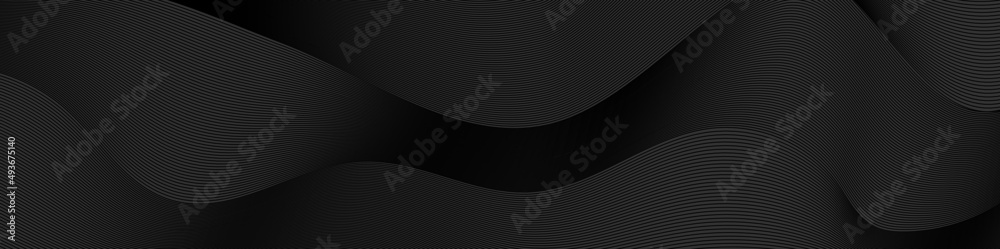 Leinwandbilder premium abstract stripe texture on black background. modern wavy line, guilloche curves pattern in m