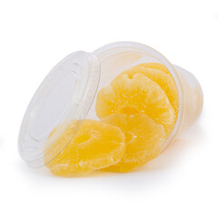 dried pineapple slices on white isolated background