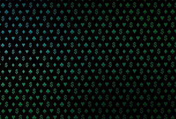 Fototapeta na wymiar Dark blue, green vector cover with symbols of gamble.
