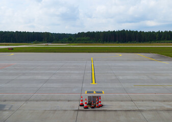 Olsztyn-Mazury Airport, Poland. View at the empty runway of the airport serving north-east region...