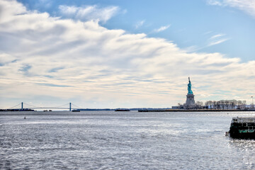 View from Battery Park of the Statue of Liberty in the distance