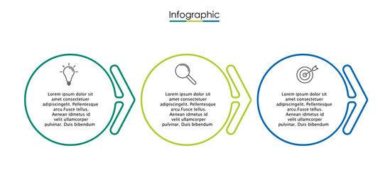 Vector infographic template with three steps or options. Illustration presentation with line elements icons.  Business concept design can be used for web, brochure, diagram