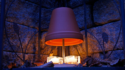Tea light stove made from clay pots