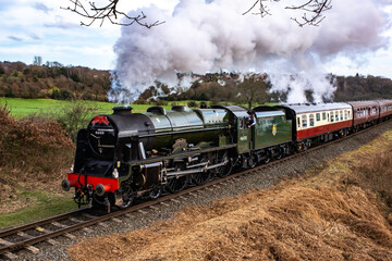 Passenger steam train in the UK