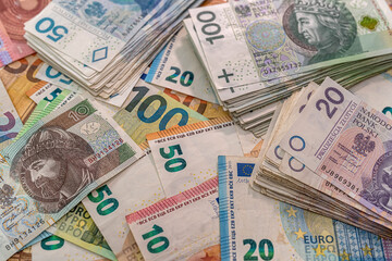 Fototapeta na wymiar Business and economy concept exchange pln polish money to euro