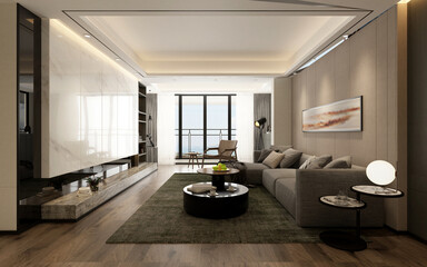 3d render. Modern living room interior.