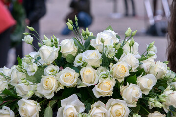 Close Up Flowers At The February Strike Memorial At Amsterdam The Netherlands 25-2-2022