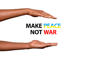 Make peace for Ukraine illustration on white background concept of pray mourning humanity solidarity against putin fascism murdering children