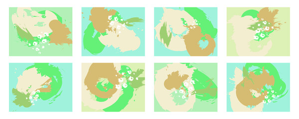 Set abstract Plant Art design for print, cover, wallpaper, Minimal and natural wall art. Mountain wall art vector set. Earth tones landscapes backgrounds set