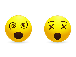 Shocked and wow emoji sets cartoon face 
