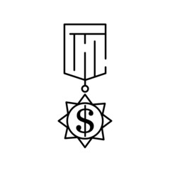 City economic damage icon. Outline city economic damage vector icon for web design isolated on white background. Dollar and medal