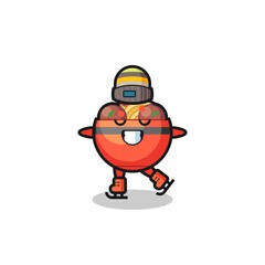 meatball bowl cartoon as an ice skating player doing perform