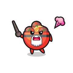 cute meatball bowl grandpa is getting angry