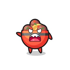 cute meatball bowl cartoon in a very angry pose