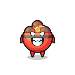 evil expression of the meatball bowl cute mascot character