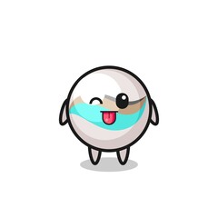 cute marble toy character in sweet expression while sticking out her tongue