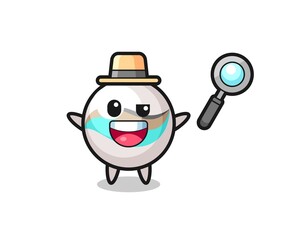 illustration of the marble toy mascot as a detective who manages to solve a case