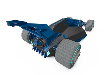 fastest electric car in white background top rear drone view