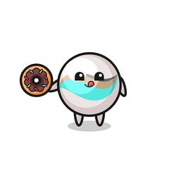illustration of an marble toy character eating a doughnut