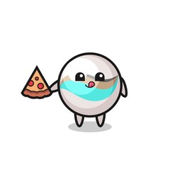 cute marble toy cartoon eating pizza