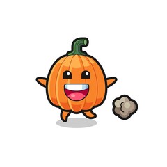 Fototapeta premium the happy pumpkin cartoon with running pose
