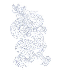 Oriental painting dragon illustration tattoo transfer line body s wave up