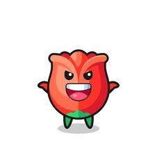 the illustration of cute rose doing scare gesture
