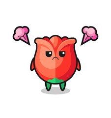 annoyed expression of the cute rose cartoon character