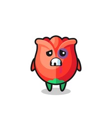 injured rose character with a bruised face