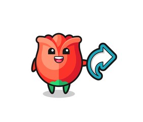 cute rose hold social media share symbol