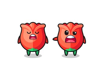 illustration of the argue between two cute rose characters
