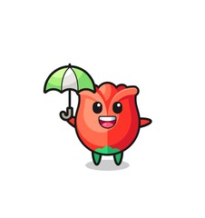 cute rose illustration holding an umbrella
