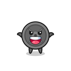 the illustration of cute barbell plate doing scare gesture
