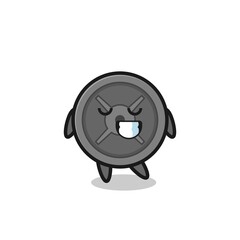 barbell plate cartoon illustration with a shy expression