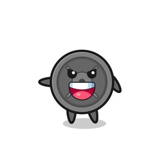 barbell plate cartoon with very excited pose