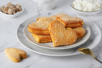 Heart-shaped cottage cheese biscuits for breakfast