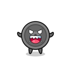 illustration of evil barbell plate mascot character