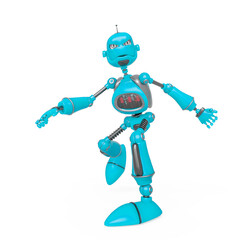 funny robot cartoon is stoping affter running