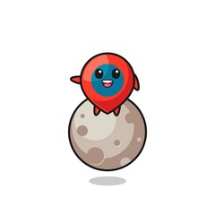 illustration of location symbol cartoon sitting on the moon