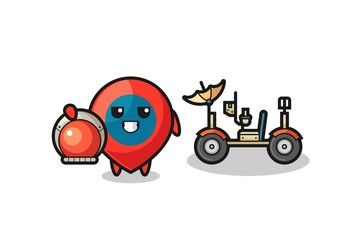 the cute location symbol as astronaut with a lunar rover
